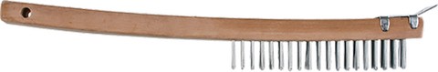 Dynamic 00401 14" 3 x 19 Row Wood Handle Tempered Steel Wire Brush w/Scraper *2 PACK