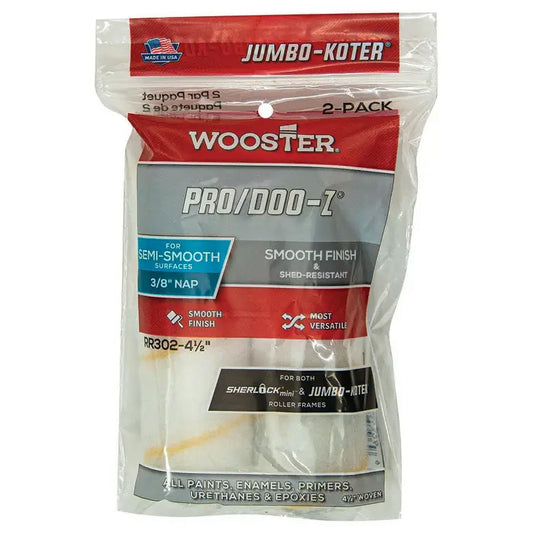 WOOSTER JUMBO KOTER PRO/DOO-Z ROLLER COVERS 3/8" NAP 4 1/2" RR302-4 1/2" 2 PACK