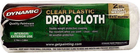 Dynamic 00377 9' x 12' 2mil Rolled Clear Plastic Drop Cloth