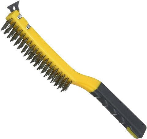 Allway SB319SS 3 x 19 Row Stainless Steel Wire Brush w/Scraper & Soft Grip Handle