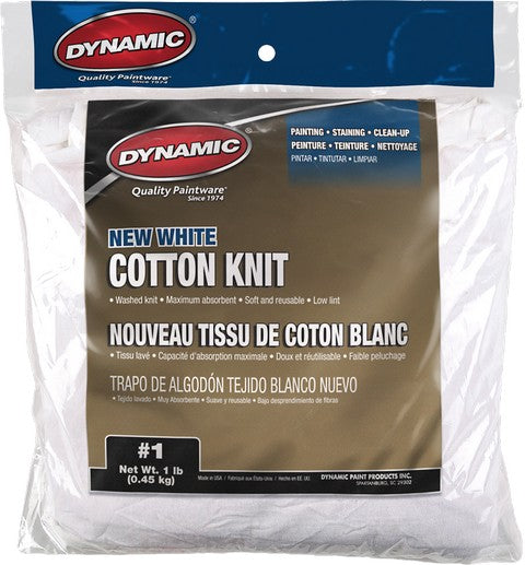 Dynamic 00035 #1 1Lb Bag New White Cotton Knit Wiping Cloth