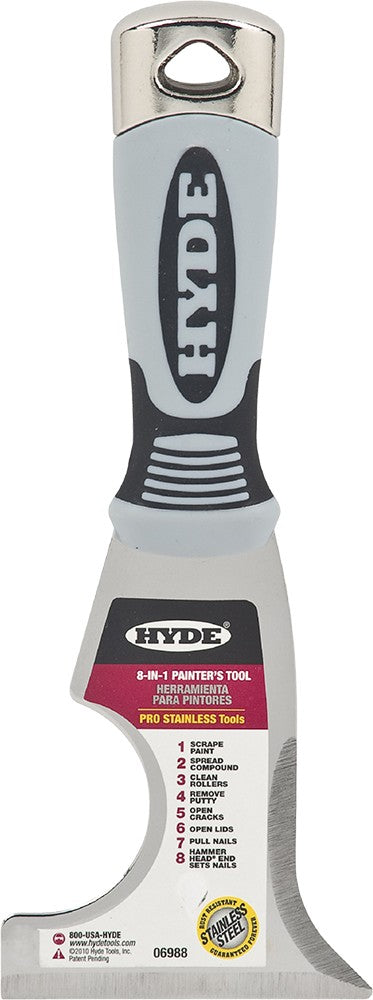 Hyde 06988 8-In-1 Pro Stainless Painter's Tool Hammer Head