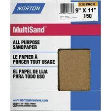 Norton 00356 9" x 11" 150C MultiSand Paper Sheets UPC 25Pk